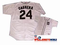 MLB Majestic Detroit Tigers 24 Miguel Cabrera White Jerseys