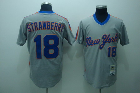 New York Mets 18 strawberry gery mitchell and ness Jerseys