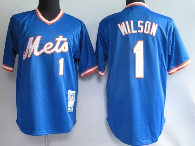 MLB Jerseys New York Mets 1# WILSON Blue [mitchellandness