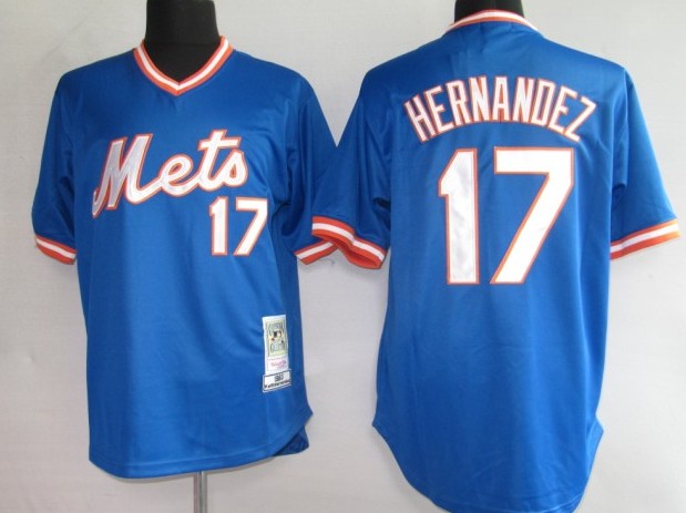 MLB Jerseys New York Mets 17# hernandez Blue [M&N