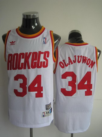 Houston Rockets 34 OLAJUWON white jerseys