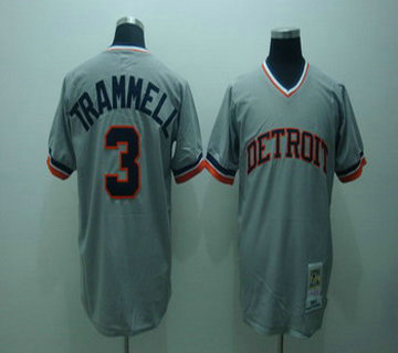 Detroit Tigers 3 Alan trammell Grey jerseys Mitchell and ness