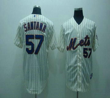 New York Mets 57 Santana Cream cool base jerseys