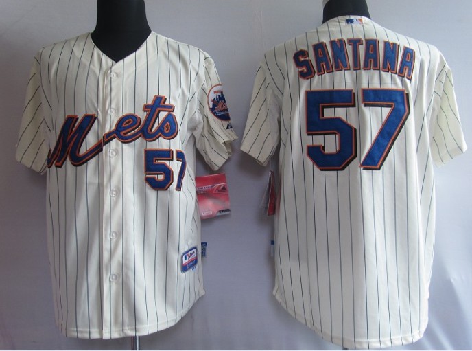 MLB Jerseys New York Mets 57 Johan Santana CREAM