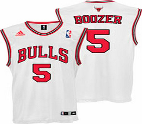 Chicago Bulls #5 Boozer White Jersey