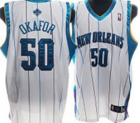 New Orleans Hornets #50 Okafor Authentic White Jersey