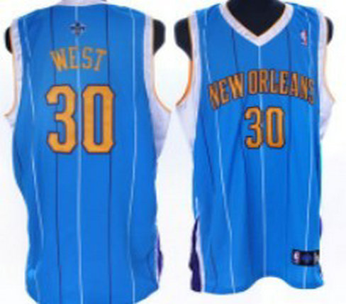 New Orleans Hornets #30 West Authentic Blue Jersey