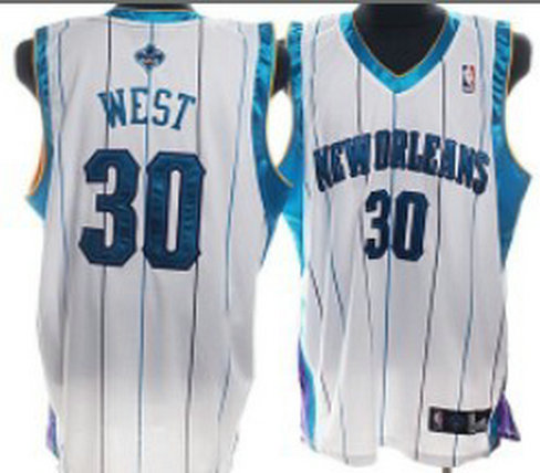 New Orleans Hornets #30 West Authentic White Jersey