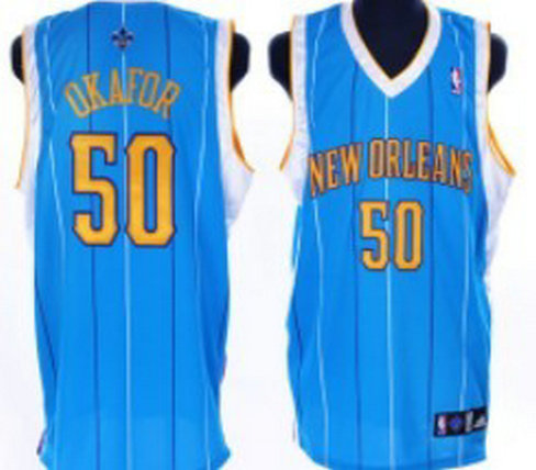 New Orleans Hornets #50 Okafor Authentic Blue Jersey