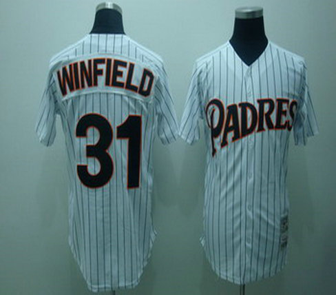 San Diego Padres 31 Dave Winfield White Jerseys Throwback