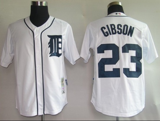 MLB Jerseys Detroit Tigers 23 Gibson White