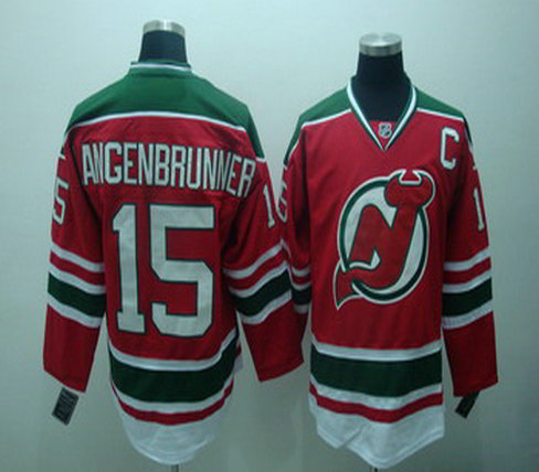 New Jersey Devils 15 Devils Langenbrunner Red with green Jerseys