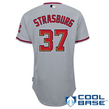 Washington Nationals 37 Stephen Strasburg Grey Jerseys Coolbase