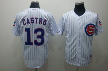Chicago Cubs 13 Starlin castro white jerseys(blue stripe)