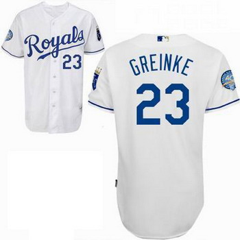 Kansas City Royals 23 Zach Greinke Jersey 40th Anniversary Patch white