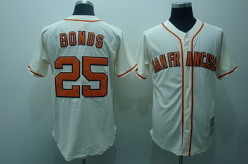 San Francisco Giants 25 Barry Bonds Cream Jerseys Throwback