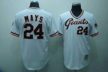 San Francisco Giants 24 Mays White Jerseys Throwback