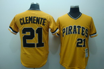 Pittsburgh Pirates Roberto Clemente 21 Yellow Mitchell and Ness