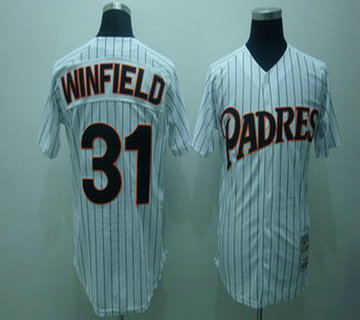 San Diego Padres 31 Dave Winfield White Jerseys Throwback