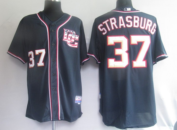 Washington Nationals 37# Strasburg Blue Jerseys