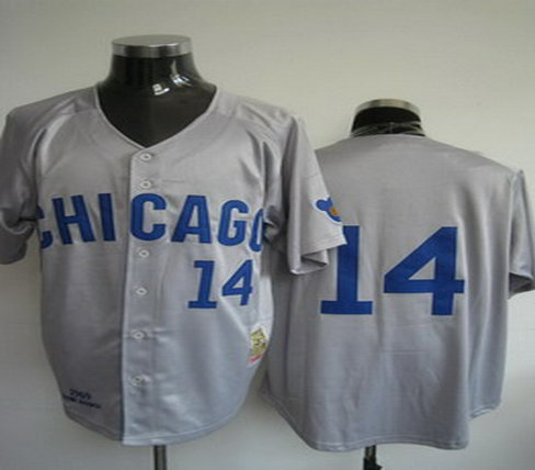 Chicago cub 14 blank grey Jerseys Mitchell and ness