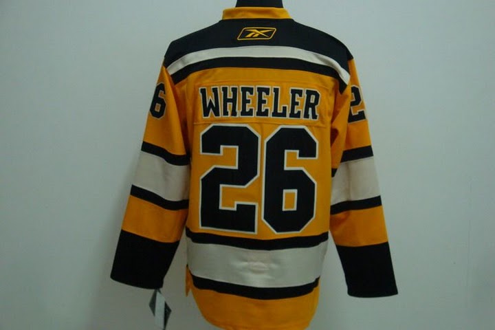 Boston Bruins 26 WHEELER Yellow WINTER CLASSIC VINTAGE jerseys