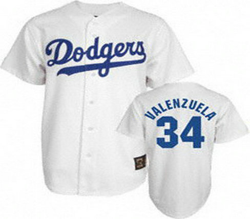 Los Angeles Dodgers 34 Valenzuela White Jerseys Coolbase