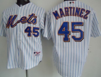 New York Mets 45 Martinez White Pinstripe Jersey