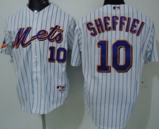 New York Mets 10 Sheffiei White Pinstripe Jersey