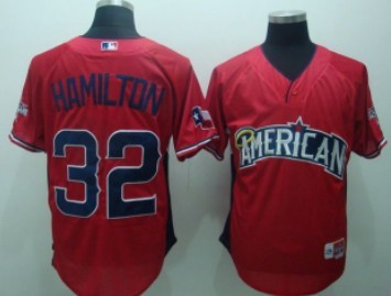 Texas Rangers #32 Hamilton 2010 All-Star Red Jersey