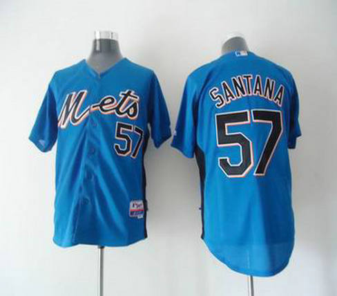 New York Mets Authentic Personalized 2011 57SANTANA Cool Base BP blue Jersey