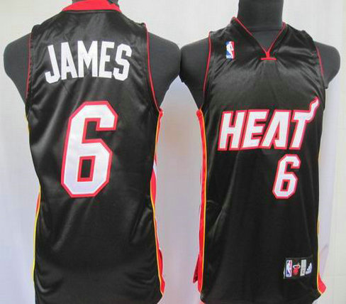 Basketball Kids jerseys Miami Heat 6 James black Basketball Kids jerseys Miami Heat 6 James black