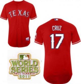 Texas Rangers 17 Nelson Cruz Red 2011 World Series Fall Classic MLB Jerseys