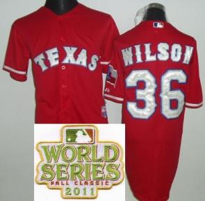 Texas Rangers 36 Wilson Red 2011 World Series Fall Classic MLB Jerseys