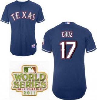 Texas Rangers 17 Cruz Blue 2011 World Series Fall Classic MLB Jerseys