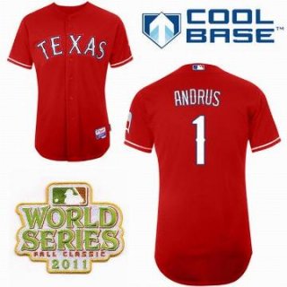 Texas Rangers 1 Elvis Andrus Red 2011 World Series Fall Classic MLB Jerseys