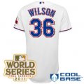 Texas Rangers 36 C.J. Wilson Home Cool Base Jersey 2011 World Series Patch