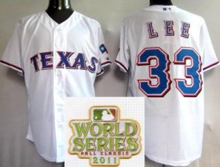 Texas Rangers 33 Cliff Lee White 2011 World Series Fall Classic MLB Jerseys
