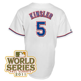 Texas Rangers 5 Ian Kinsler Home Jersey 2011 World Series Patch