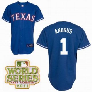 Texas Rangers 1 Elvis Andrus Blue 2011 World Series Fall Classic MLB Jerseys
