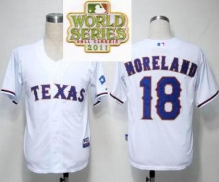 Texas Rangers 18 Mitch Moreland White 2011 World Series Fall Classic MLB Jerseys