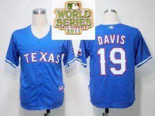 Texas Rangers 19 Chris Davis Blue 2011 World Series Fall Classic MLB Jerseys