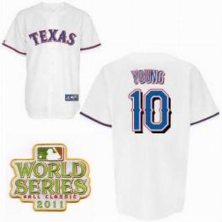 Texas Rangers 10 Michael Young White 2011 World Series Fall Classic MLB Jerseys