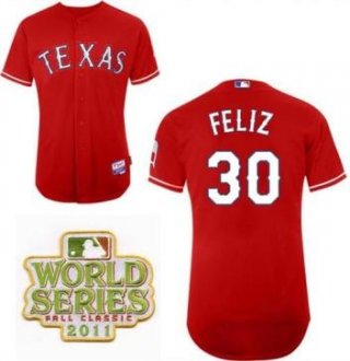 Texas Rangers 30 Neftali Feliz Red 2011 World Series Fall Classic MLB Jerseys