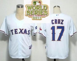 Texas Rangers 17 Nelson Cruz White 2011 World Series Fall Classic MLB Jerseys
