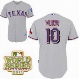Texas Rangers 10 Michael Young Grey 2011 World Series Fall Classic MLB Jerseys