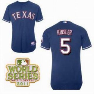 Texas Rangers 5 Ian Kinsler Blue 2011 World Series Fall Classic MLB Jerseys