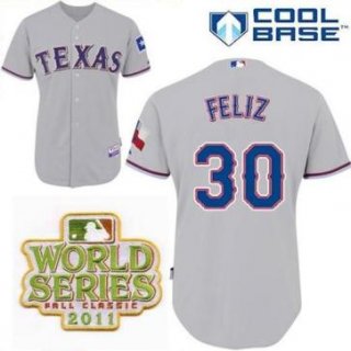 Texas Rangers 30 Neftali Feliz Grey 2011 World Series Fall Classic MLB Jerseys