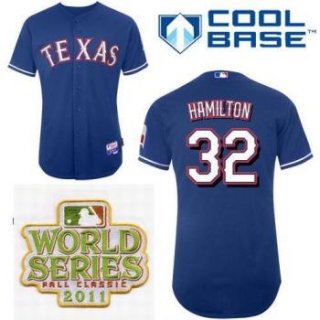 Texas Rangers 32 Josh Hamilton Blue 2011 World Series Fall Classic MLB Jerseys