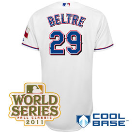 Texas Rangers 29 Adrian Beltre Home Cool Base Jersey 2011 World Series Patch